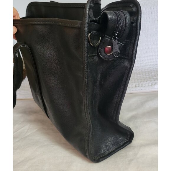 Heritage Portfolio bag Vinyl Zipper Top 3 section pockets briefcase soft sided - Picture 15 of 15